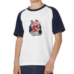 Maglietta baseball da bambino con maniche colore Blue Navy stampata in digitale con grafica Elfa dj da Digitalshirt