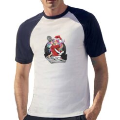 Maglietta baseball da uomo con maniche colore Blue Navy stampata in digitale con grafica Elfa dj da Digitalshirt