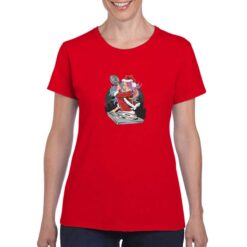 Maglietta da donna colore Rosso stampata in digitale con grafica Elfa dj da Digitalshirt