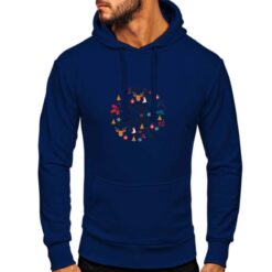 Felpa con cappuccio da uomo colore Blue Navy stampata in digitale con grafica Natale cerchio da Digitalshirt