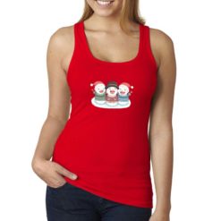 Canotta da donna colore Rosso stampata in digitale con grafica Pupazzi di neve da Digitalshirt