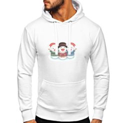 Felpa con cappuccio da uomo colore Bianco stampata in digitale con grafica Pupazzi di neve da Digitalshirt