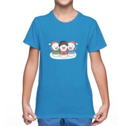Maglietta girocollo da bambino colore Ocean Blue stampata in digitale con grafica Pupazzi di neve da Digitalshirt