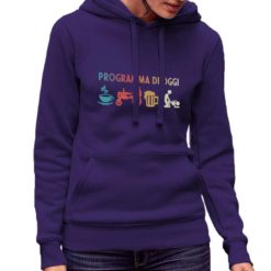 Felpa girocollo da uomo colore Viola stampata in digitale con grafica Programma del giorno da Digitalshirt