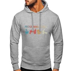 Felpa con cappuccio da uomo colore Grigio Melange stampata in digitale con grafica Programma del giorno da Digitalshirt