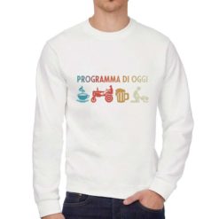 Felpa girocollo da uomo colore Bianco stampata in digitale con grafica Programma del giorno da Digitalshirt
