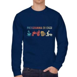 Felpa girocollo da uomo colore Blue Navy stampata in digitale con grafica Programma del giorno da Digitalshirt