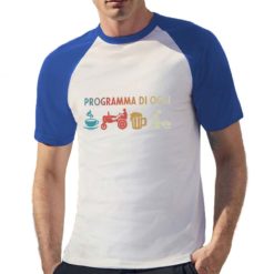 Maglietta baseball da uomo con maniche colore Royal Blue stampata in digitale con grafica Programma del giorno da Digitalshirt