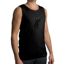 Canotta da uomo colore Nero stampata in digitale con grafica Gatto nero da Digitalshirt