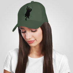 cappello in cotone colore Verde Militare stampata in digitale con grafica Gatto nero da Digitalshirt