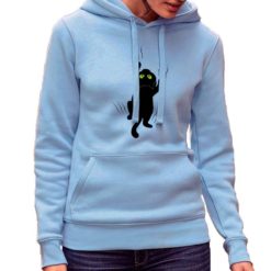 Felpa girocollo da uomo colore Ocean Blue stampata in digitale con grafica Gatto nero da Digitalshirt