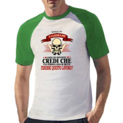 Maglietta baseball da uomo con maniche colore Verde Prato stampata in digitale con grafica Sono un falegname da Digitalshirt