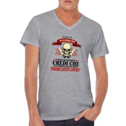 Maglietta scollo a V da uomo con maniche colore Grey stampata in digitale con grafica Sono un falegname da Digitalshirt