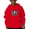 Felpa con cappuccio da bambino colore Rosso stampata in digitale con grafica Gatto cantante da Digitalshirt